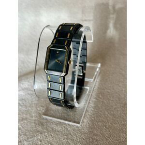 Seiko Vintage 90s 2C20-5630 black/gold tank women's watch, working